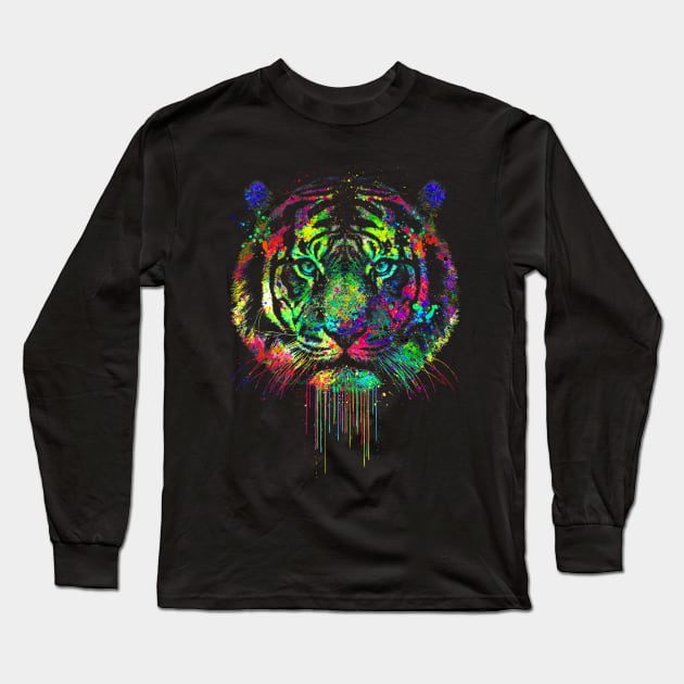 Colorful Dripping tiger Long Sleeve T-Shirt by clingcling